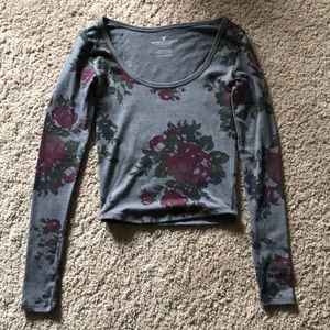 Long sleeve tight floral shirt
